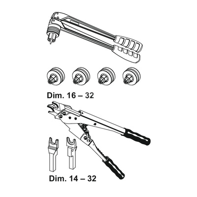 Komplet ręcznych narzędzi zaciskowych i kalibrujących TECEflex w zakresie średnic 16-32 mm TECE flex