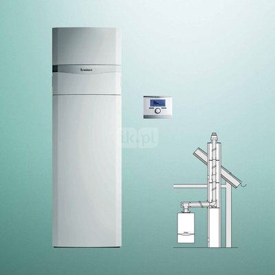 Pakiet - Kocioł gazowy dwufunkcyjny VAILLANT ecoCOMPACT VSC 306/4-5 90 kondensacyjny stojący  6.6 -32.5kW + Regulator multiMATIC 700 + Zestaw powietrzno-spalinowy szachtowy