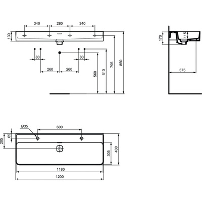 STRADA II UMYWALKA 120 CM 2-OTW.