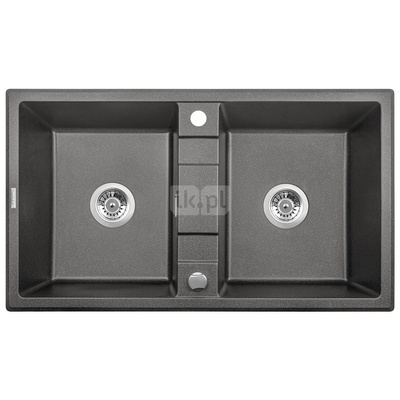Zlew. eridan antracyt metalik granit 2k b/o 860x500x220, 3,5" + osprzęt space-saver click
