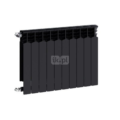 Grzejnik żeberkowy KFA Armatura G600F/10 aluminium, podłączenie boczne 672 x 805 mm, kolor czarny