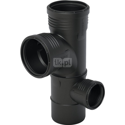 Czwórnik GEBERIT Silent-PP polipropylen, 110 mm x 75 mm x 110 mm x 110 mm DN 100 x DN 70 x DN 100 x DN 100, mw x mw x mw x mw