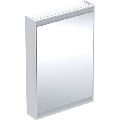 Szafka z lustrem Geberit ONE z ComfortLight i jednymi drzwiami, montaż natynkowy, wysokość 90 cm: B=60cm, Biały / Aluminium malowane proszkowo, Drzwi=Zawias po prawej