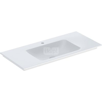 Umywalka GEBERIT ONE prostokątna, biała / KeraTect, 1050mm, otwór na baterię na środku, nakładany od góry, bez odpływu przelewowego, półki z obu stron