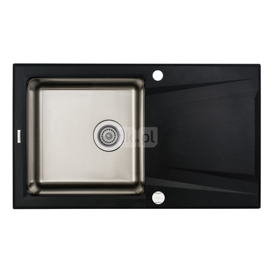 Zlew. prime grafit metalik granito-stal 860x500x220 3,5" + osprzęt space-saver