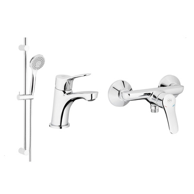 MORRIS ZESTAW 3 W 1, BATERIA UMYWALKOWA + NATRYSKOWA + NATRYSK PRZESUWNY KOMPLETNY, CHROM