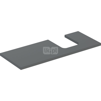 Blat pod umywalkę Geberit ONE z wycięciem, do umywalki nablatowej w kształcie misy: B=119cm, Lava, Lakierowany matowy, Przekrój=Prawa strona