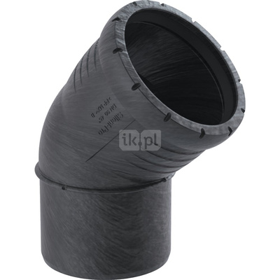 Kolano 45' GEBERIT Silent-Pro, PP mx (czarny), 160 mm (mufa wciskowa x końcówka wciskowa)