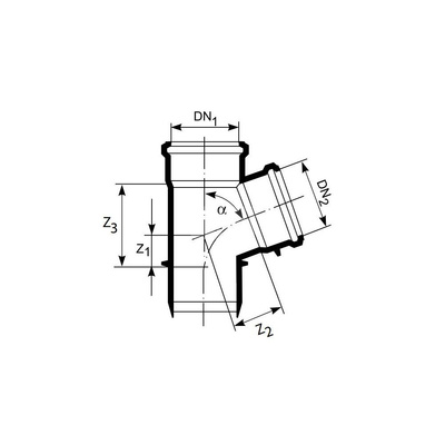 Trójnik MAGNAPLAST KG 2000 KGEA 45' PP-md DN 400 x DN 160 x DN 400 (ww x ww x wz), kolor zielony