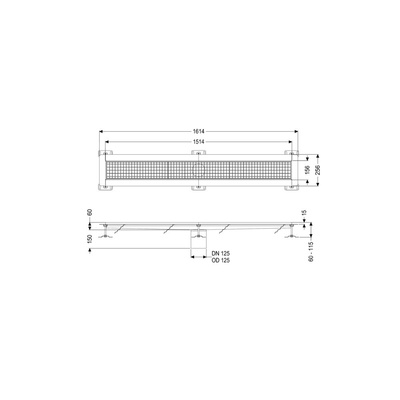 Odpływ rynnowy Ferrofix Express,158x1550x58mm, sys.125