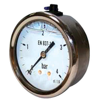 Manometr z rurką Bourdona SOCLA glicerynowy 312G 0-6 bar Gwint zewnętrzny 1/4'' aksjalny fi 50 mm, obudowa ze stali nierdzewnej