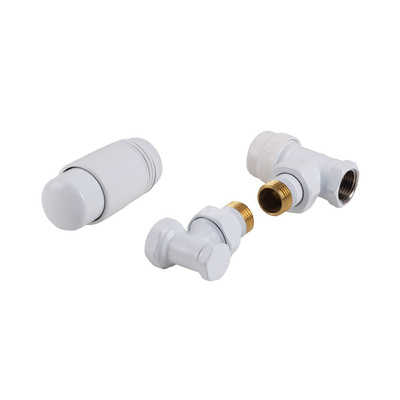 PHA-025W Komplet termostatyczny kątowy do podłączenia grzejnika (biały)