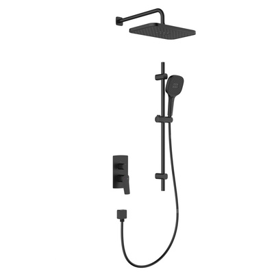 Zestaw natryskowy Malaga, podtynkowy z drążkiem przesuwnym, black