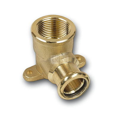 Kolano 90' SANHA PURAPRESS ścienne z łapami, brąz, 14 mm x 1/2'' (zw x GW)