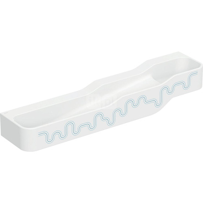 Umywalka GEBERIT Bambini 4-stanowiskowa prostokątna (rynna, elementy dekoracyjne), biała, 1800mm, bez otworu na baterię, bez odpływu przelewowego, półka od ściany