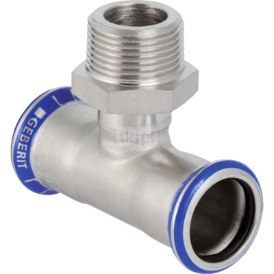 Trójnik GEBERIT Mapress Edelstahl przejściowy stal nierdzewna 28 mm x 1'' x 28 mm (mufa zaciskowa x GZ x mufa zaciskowa)