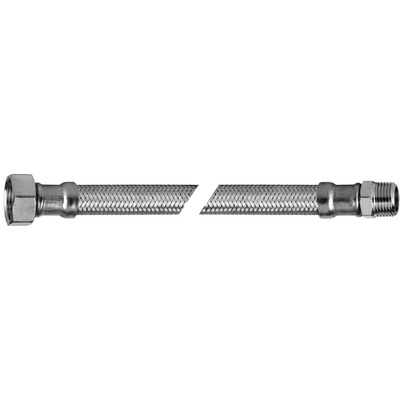 Wąż elastyczny przyłączeniowy QIK stal nierdzewna, 1/2'' x 12 mm x 1/2'', dł. 600 mm, GW x GZ z oplotem
