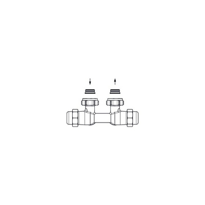 Multilex FQ, podwójne przyłącze grzejnikowe z funkcją automatycznego równoważenia, G 3/4 NZ x G 3/4 GZ, kątowe, lewostronne