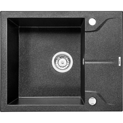 Zlew. andante grafitowy granit 1k z/ko 590x490x194, 3,5" + osprzęt space-saver