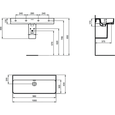 STRADA II UMYWALKA 100 CM B/O