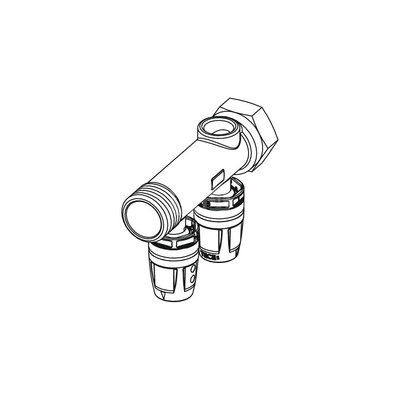 Rozdzielacz hydrauliczny TECE logo mosiądz GZ x GW 3/4'', odgałęzień: 2 (DN16)