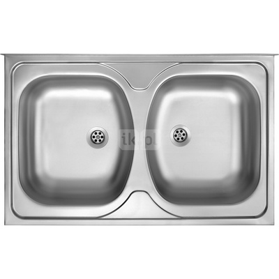 Zlew. tango satyna z listwą przyścienną 2k b/o 800x500x130, 2" + osprzęt