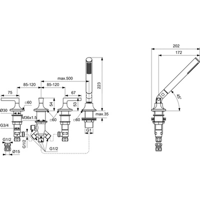 JOY NEO Bateria wannowo-natryskowa 4ot. LEVER CHR