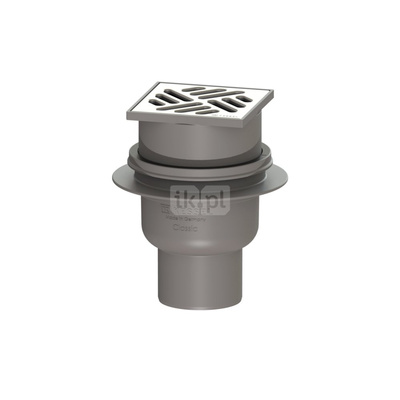 Wpust KESSEL Classic z 1 przyłączem DN 70, odpływ poziomy (zdejmowany), kratka 100x100mm stal nierdzewna