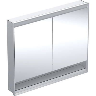 Szafka z lustrem Geberit ONE z wnęką i ComfortLight, z dwoma drzwiami, montaż podtynkowy, wysokość 90 cm: B=105cm, Aluminium anodyzowane