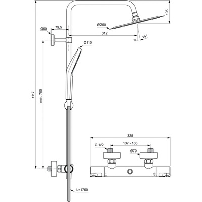 CERATHERM T50 System natryskowy EXP 250mm EVO