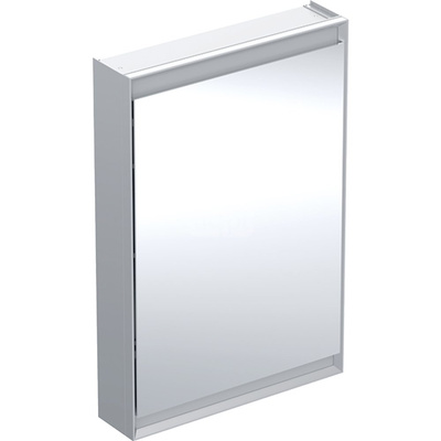 Szafka z lustrem Geberit ONE z ComfortLight i jednymi drzwiami, montaż natynkowy, wysokość 90 cm: B=60cm, Aluminium anodyzowane, Drzwi=Zawias po lewej