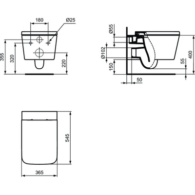 Miska WC wisząca IDEAL STANDARD BLEND CUBE porcelana szklista biała błyszcząca