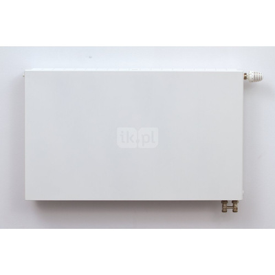 Grzejnik płytowy typ 33 TERMO TEKNIK Design Style zasilany z dołu z wbudowanym zaworem termostatycznym wym. 500 x 600 mm, kolor biały, moc 1187 W