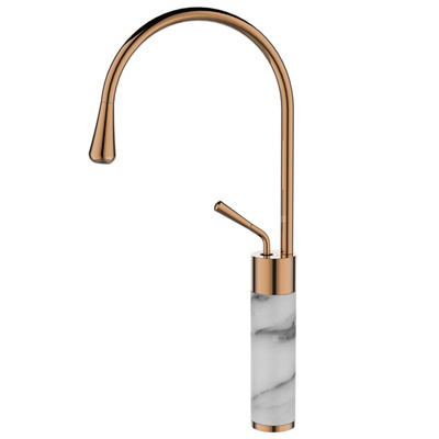 Wysoka bateria umywalkowa GABRO biały/miedź