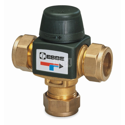 Zawór regulacyjny termostatyczny do wody ciepłej ESBE VTA313 CPF15 mosiądz pierścień zaciskowy, DN 20, zakres temp. 35-60'C, Kvs 1.2 m3/h