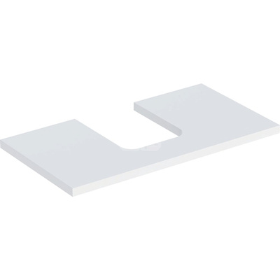 Blat pod umywalkę Geberit ONE z wycięciem, do umywalki nablatowej w kształcie misy: B=89.4cm, Biały, Lakierowany matowy, Przekrój=Na środku