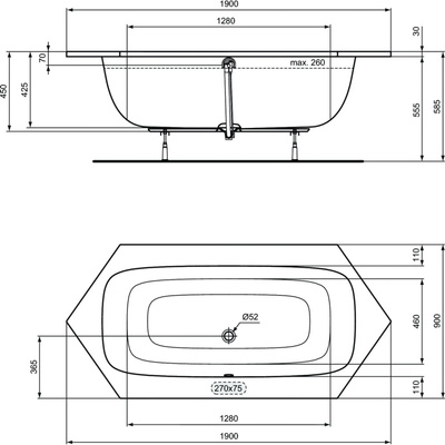 IS I.LIFE Wanna sześciokątna 190x90