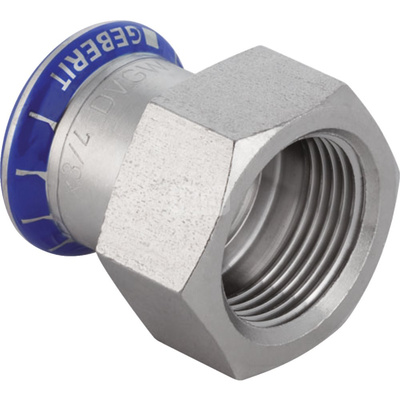 Złącze GEBERIT Mapress Edelstahl FKM przejściowe, stal nierdzewna, 1 1/4'' x 35 mm (GW x mufa zaprasowywana), (głębokość: 2 mm) z uszczelką