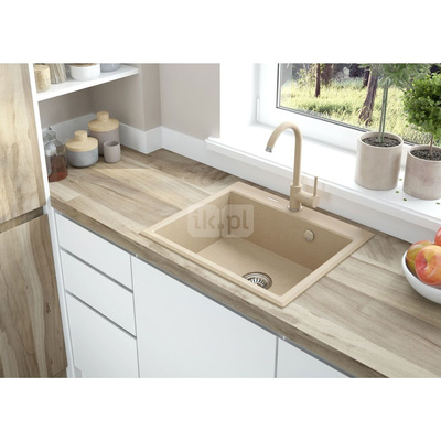Zlew. andante piaskowy granit 1k 600x520x210 + osprzęt space-saver