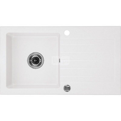 Zlew. zorba alabaster granit 1k z/o 760x440x160, 3,5" + osprzęt space-saver