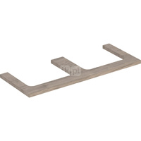Blat pod umywalkę Geberit ONE z wycięciem, do prostokątnej umywalki nablatowej: B=119cm, Orzech włoski hickory, Przekrój=Lewa i prawa strona, Melamina, struktura drewna