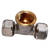 Trójnik QIK Skręcany do rur wielowarstwowych mosiądz 32 mm x 1'' x 32 mm (złącze skręcane x GW x złącze skręcane)