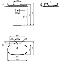 LINDA-X Umywalka 75 3TH NOF GRND GLS