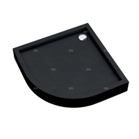 Brodzik akrylowy zintegrowany z nośnikiem Stabilsound Plus® oraz obudową akrylową przeciągniętą do podłogi Medium Black Stone 90x90x16 cm R55, półokrągły