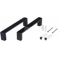 Kpl. uchwyt kwadratowy na 1 drzwi z logo, nero, rozstaw otworów montażowych 140 mm