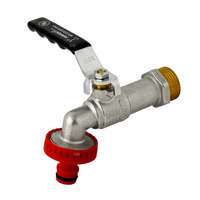 Zawór kulowy PERFEXIM PHA-070 mosiądz niklowany czerpalny, PN10 1/2'' GZ x szybkozłączka do węża mrozoodporny, uchwyt: dźwignia