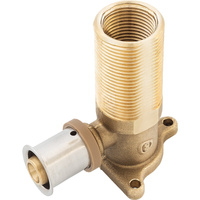 Kolano ścienne mosiężne z uszami do suchej zabudowy GZ/GW ultraPRESS - 16 G1/2" x G3/4" L = 78 mm