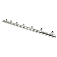 PHA-123 7-ob. rozdzielacz ze stali nierdzew. przyłączeniowy wodomierza/ciepłomierza nyplowy 1"GZx1/2"GZ (rozstaw100mm)PN10