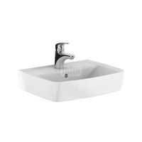 Umywalka mała Koło Rekord, kształt geometryczny: 50x38cm, Otwór na baterię=Na środku, Przelew=Widoczny, Biały