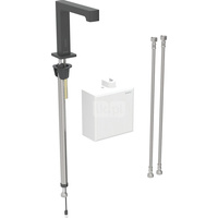 Bateria umywalkowa Geberit Brenta, stojąca, zasilanie bateryjne, z natynkową skrzynką funkcyjną, z mieszaczem, czarny mat